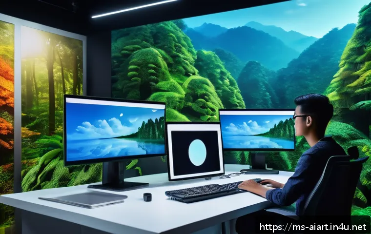 AI 예술과 애니메이션 배경 - A futuristic digital art studio scene in Kuala Lumpur, Malaysia, showcasing a young Malay digital ar...